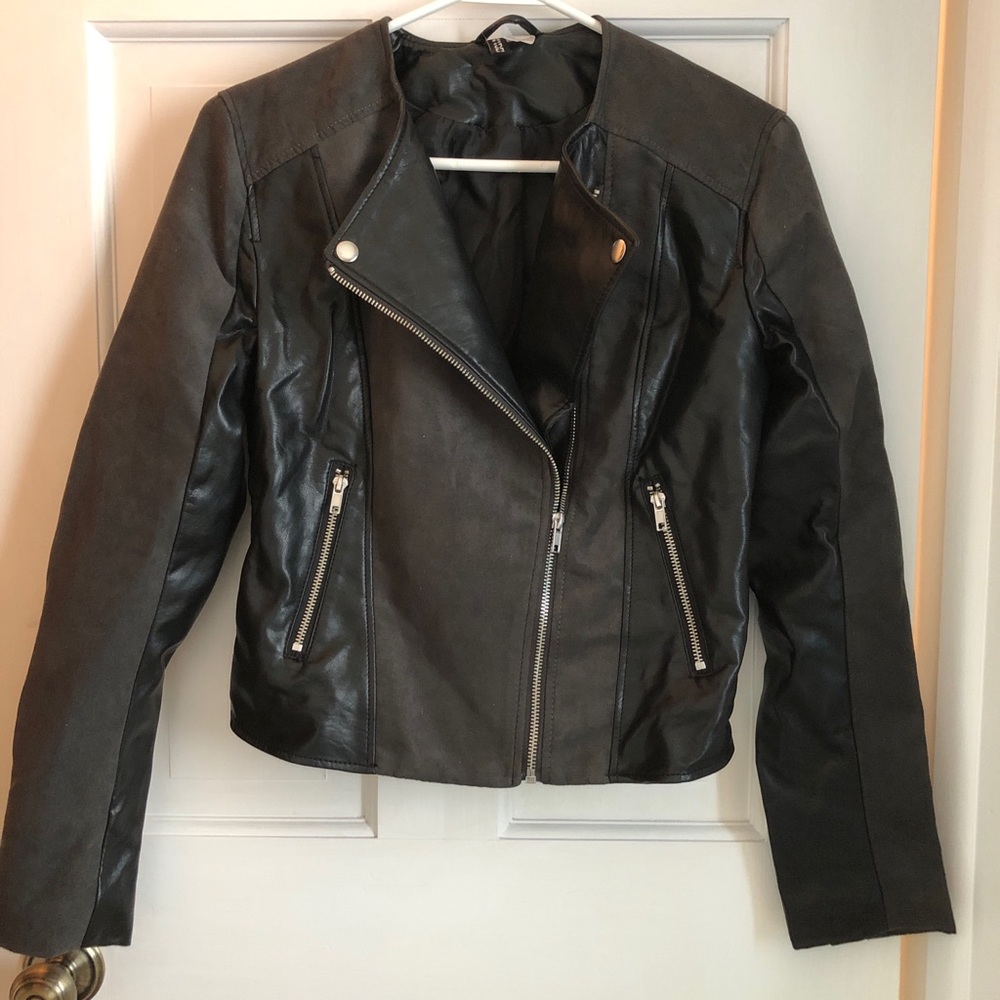 H&M motto jacket leather and suede